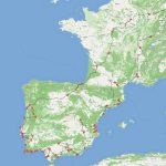 Reiseroute SpanienPortugal-2022: Iberische Halbinsel mit 58 markierten Stationen